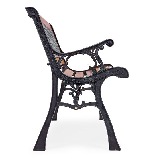 126x51 cm-es fa kerti pad rácsos háttámlával és öntöttvas lábakkal, MultiGarden park