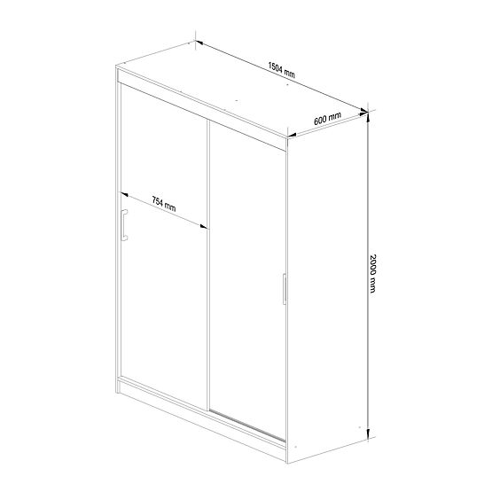150 cm-es TOLÓSZEKRÉNY CLP MONO SONOMA TÖLGY
