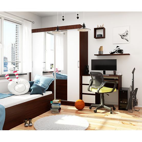 150 cm-es TOLÓSZEKRÉNY CLP WENGE / FEHÉR