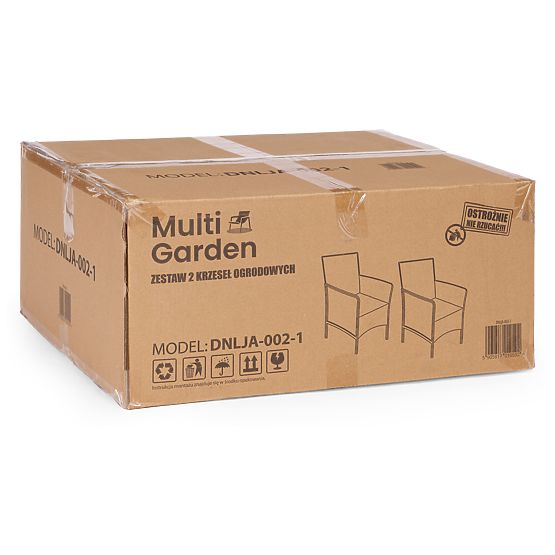 2 darabos kerti szék szett párnával, erkélyre, teraszra, kertbe, fekete MultiGarden