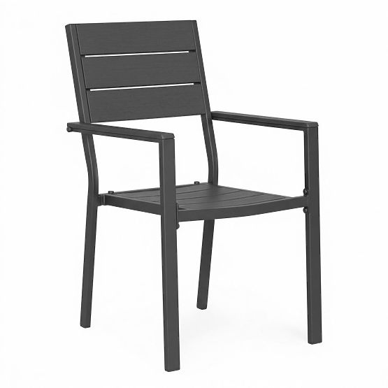 2 darabos kerti szék szett teraszra, erkélyre, acél, HDPE, szürke, MultiGarden