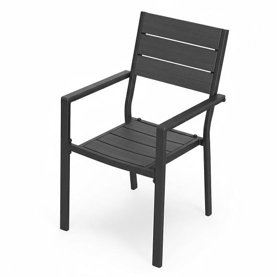 2 darabos kerti szék szett teraszra, erkélyre, acél, HDPE, szürke, MultiGarden