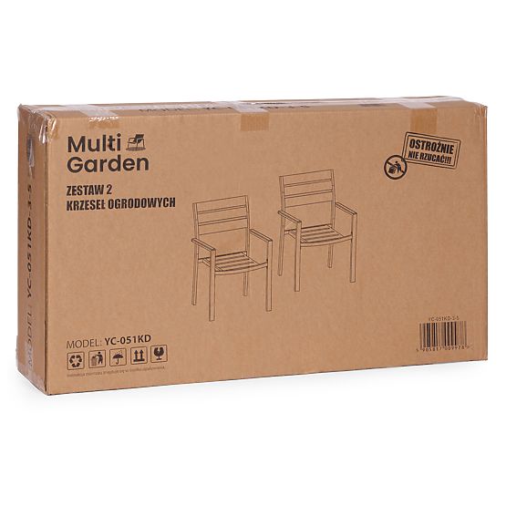 2 darabos kerti szék szett teraszra, erkélyre, acél, HDPE, szürke, MultiGarden