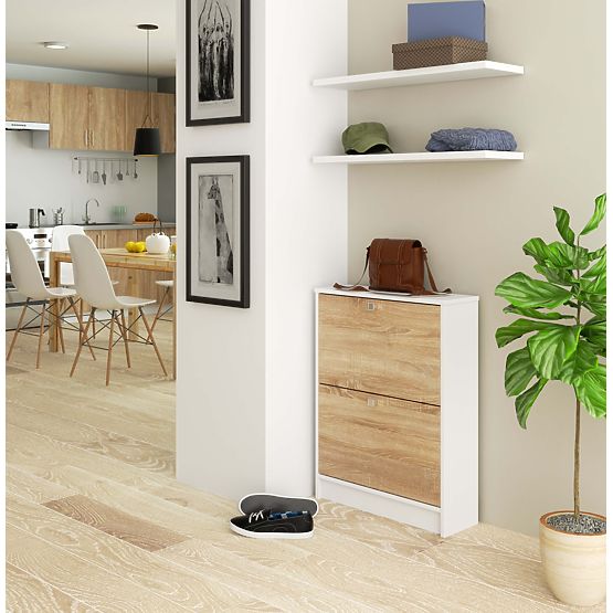 2 KIHÚZHATÓ FEHÉR / SONOMA TÖLGY CIPŐSSZEKRÉNY