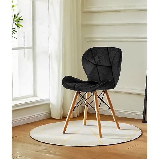 4 darabos bársony étkező- és nappali szék szett - fekete