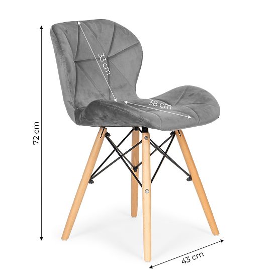 4 darabos bársony étkező- és nappali szék szett - szürke