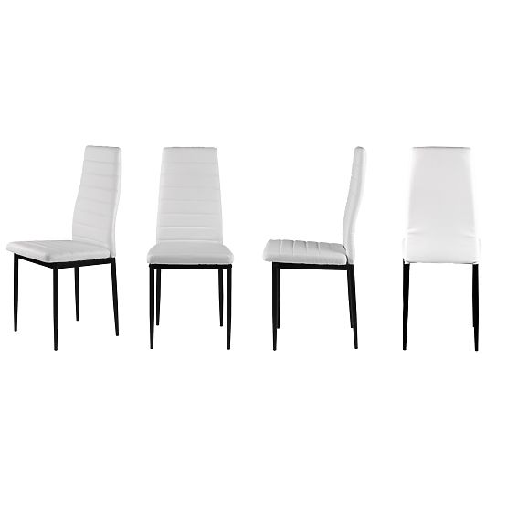 4 darabos ökobőr szék szett magas háttámlával - fehér