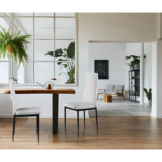 4 darabos ökobőr szék szett magas háttámlával - fehér