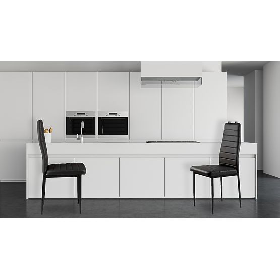 4 darabos ökobőr szék szett magas háttámlával - fekete