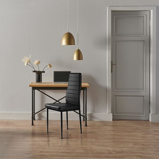 4 darabos ökobőr szék szett magas háttámlával - fekete