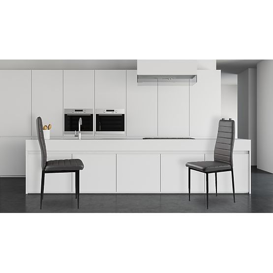 4 darabos ökobőr szék szett magas háttámlával - szürke