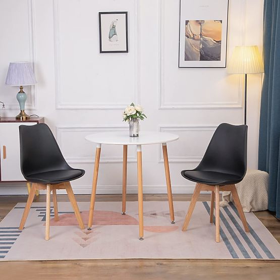 4 darabos szett nappali és étkező székekkel, ökobőr párnával Fekete ModernHome