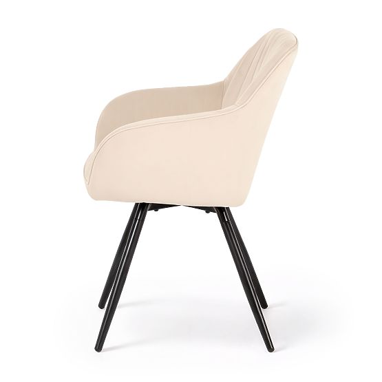 4x Bársony forgószék steppelésekkel Bézs TURNO Fekete lábak