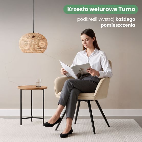 4x Bársony forgószék steppelésekkel Bézs TURNO Fekete lábak