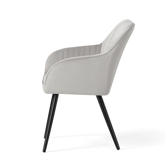 4x Bársony kárpitozott szék varrással Szürke FLORENCE Fekete lábak