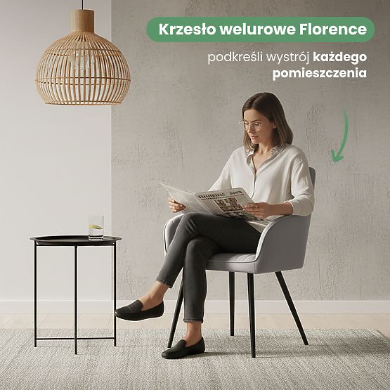 4x Bársony kárpitozott szék varrással Szürke FLORENCE Fekete lábak