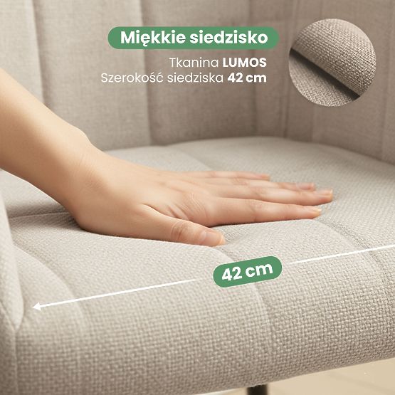 4x Kárpitozott szék négyzetes steppelés Bézs LUXANO Fekete lábak Lumos szövet