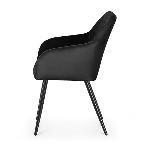 4x Kárpitozott szék négyzetes tűzéssel Fekete LUXANO Fekete lábak