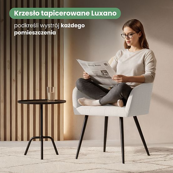 4x Kárpitozott szék négyzetes tűzéssel Krémszínű LUXANO Fekete lábak Lumos szövet
