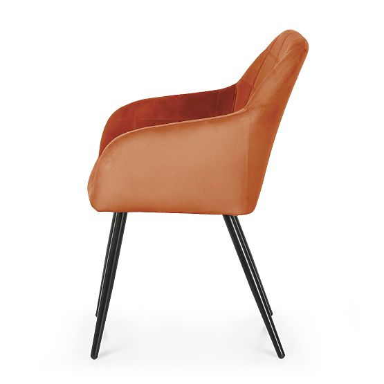 4x Kárpitozott szék négyzetes varrással Réz LUXANO Fekete lábak