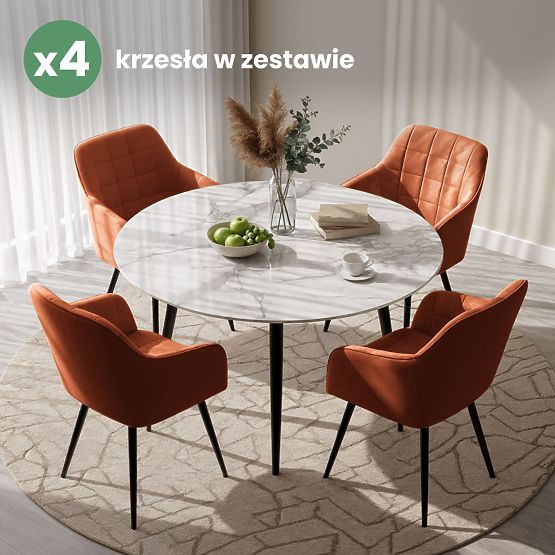 4x Kárpitozott szék négyzetes varrással Réz LUXANO Fekete lábak