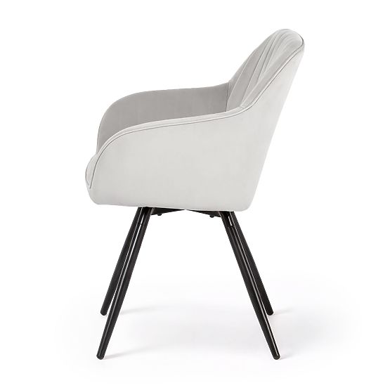 6x Bársony forgatható szék varrással Szürke TURNO Fekete lábak