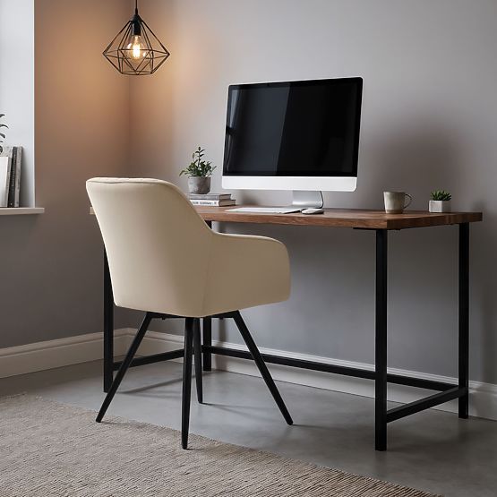 6x Bársony forgószék varrással Bézs TURNO Fekete lábak