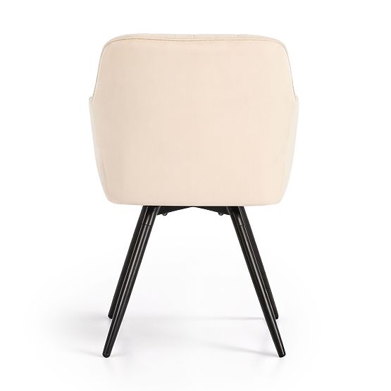 6x Bársony forgószék varrással Bézs TURNO Fekete lábak