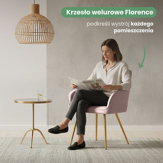 6x Bársony kárpitozott szék függőleges varrással Púderrózsaszín FLORENCE Arany lábak