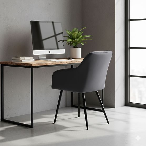 6x Bársony kárpitozott szék varrással Sötét Grafit FLORENCE Fekete lábak