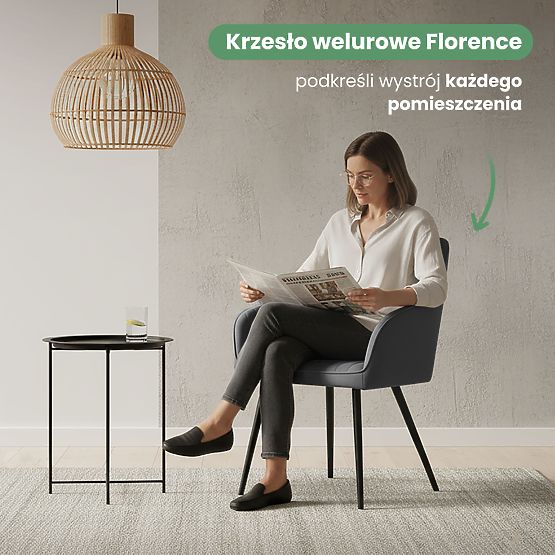 6x Bársony kárpitozott szék varrással Sötét Grafit FLORENCE Fekete lábak