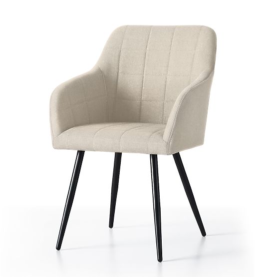 6x Kárpitozott szék négyzetes steppelés Bézs LUXANO Fekete lábak Lumos szövet