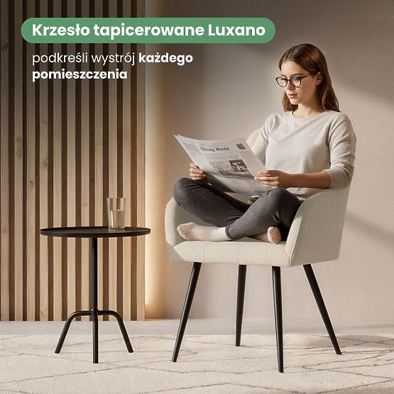 6x Kárpitozott szék négyzetes steppelés Bézs LUXANO Fekete lábak Lumos szövet