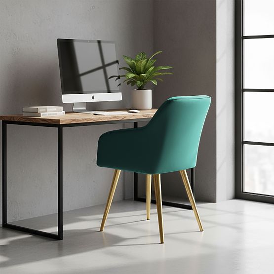 6x Kárpitozott szék négyzetes steppelés Smaragdzöld LUXANO Arany lábak