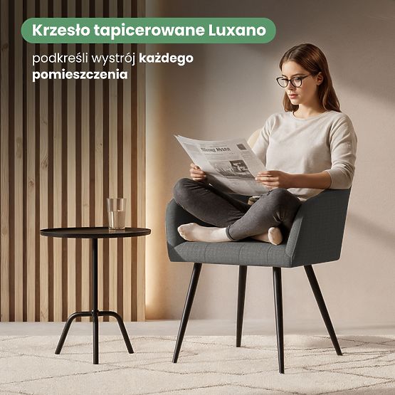 6x Kárpitozott szék négyzetes steppelésű Sötét Grafit LUXANO Fekete lábak Lumos szövet