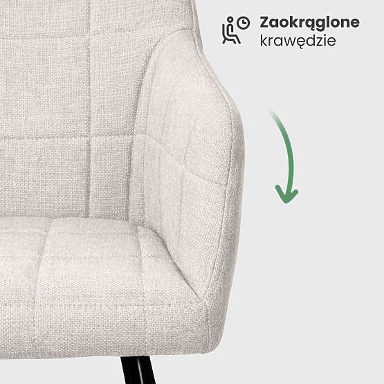 6x Kárpitozott szék négyzetes varrással Krém LUXANO Fekete lábak Lumos szövet