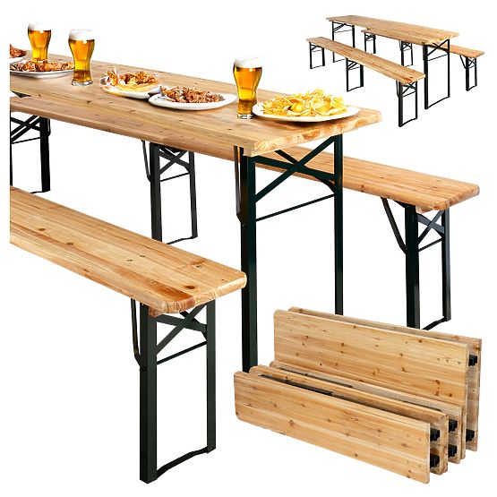 Acél-fa LAGER készlet: asztal + 2 pad 220 cm