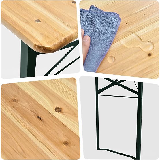 Acél-fa LAGER készlet: asztal + 2 pad 220 cm