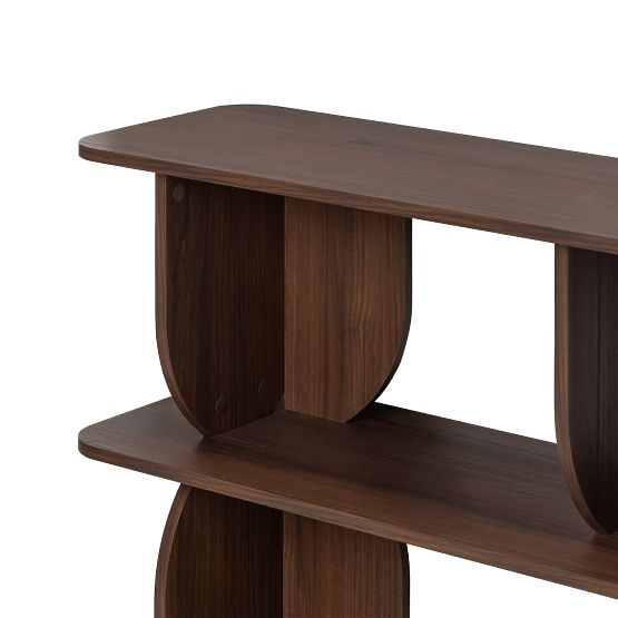 Alacsony könyvespolc Loocky, lekerekített, Warmia dió