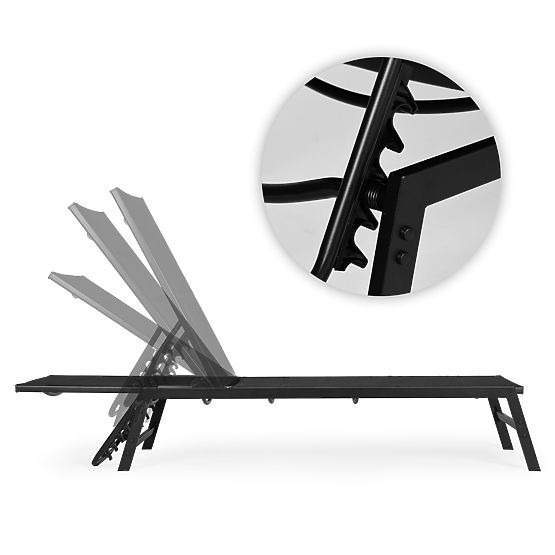 Állítható háttámlás kerti napozóágy, acél szerkezet, fekete MultiGarden