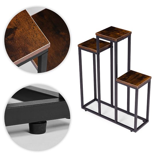 Álló virágtartó állvány 3 polcos loft dísz ModernHome