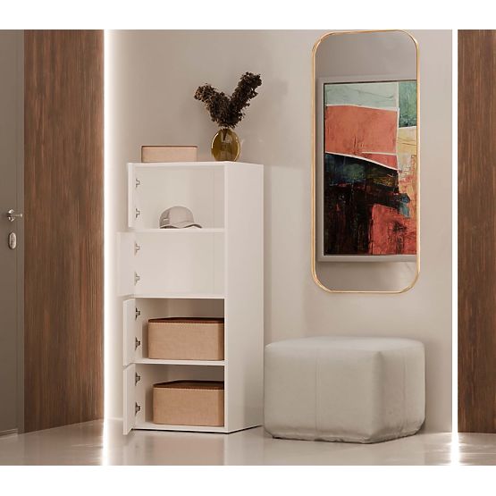 ALMA FEHÉR Komód 4 Ajtó 4 Polc