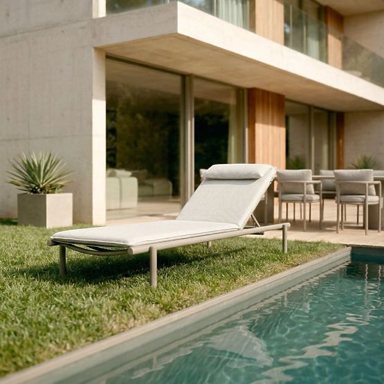 Amarello állítható kerti nyugágy, alumínium, világos bézs/bézs-szürke