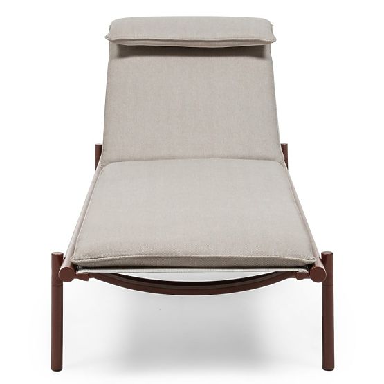 Amarello állítható kerti nyugágy, alumínium, világos bézs/bordóbarna