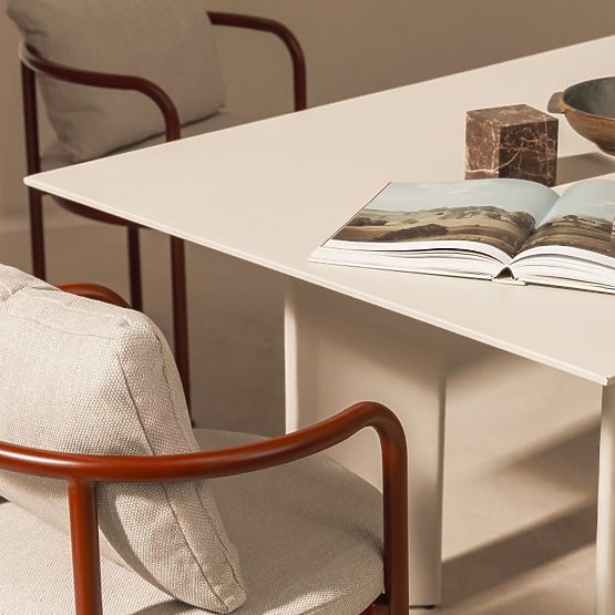 Amarello kerti garnitúra, 220 cm-es asztal + 6 szék, alumínium, világos bézs/bordóbarna