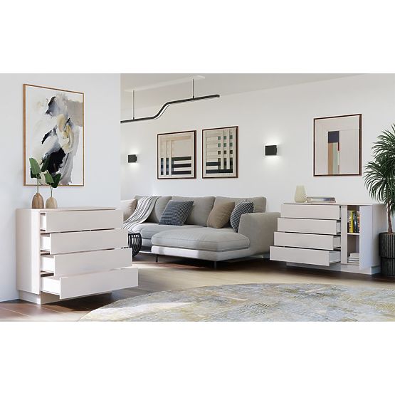 AMBER 1D4S Komód 1 Ajtó 4 Fiók Hálószobába Nappaliba KAŠMÍR Bézs