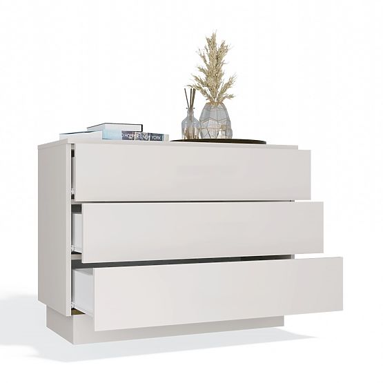 AMBER 3S Komód 3 Fiókos Szekrény Hálószobába Nappaliba KAŠMÍR Bézs