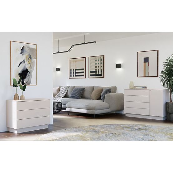 AMBER 3S Komód 3 Fiókos Szekrény Hálószobába Nappaliba KAŠMÍR Bézs