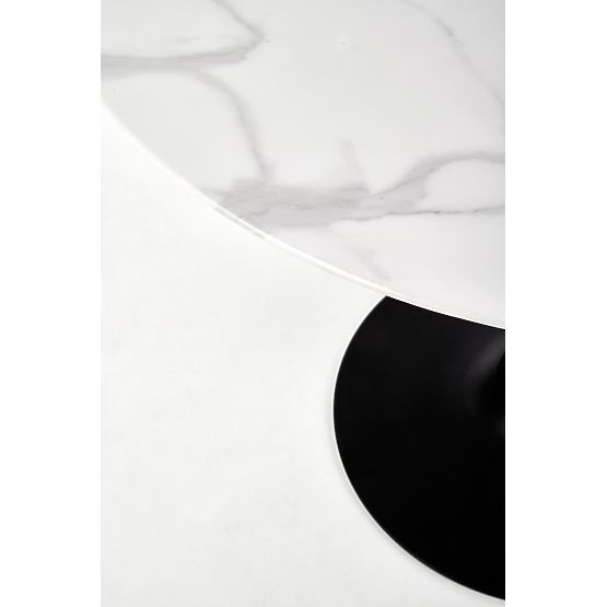 AMBROSIO kerek asztal, lap - üveg, láb - fekete (2p=1db)