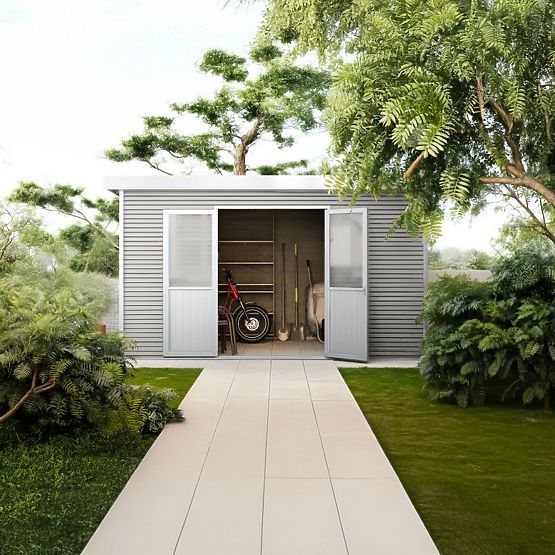 Ardena kerti ház 4x3 m 12 m², sötétszürke, kompozit fa, alumínium, könnyű összeszerelés